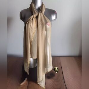 Kenneth Cole Vintage Beige Beaded Wrap 40" x 75"